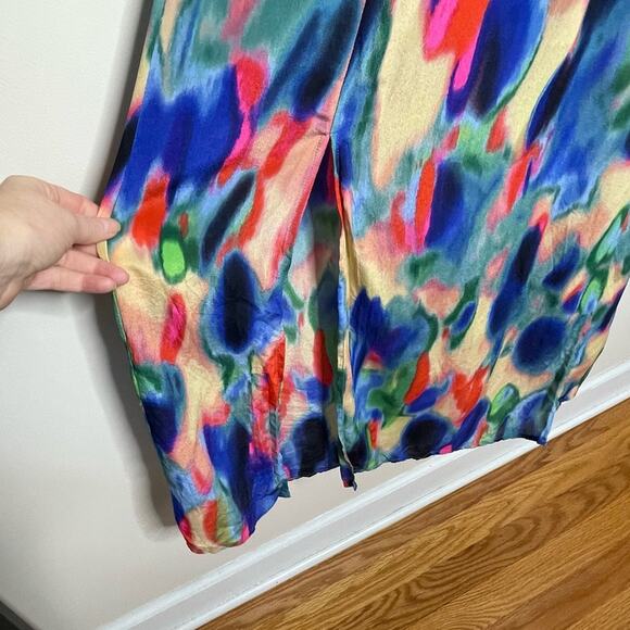 ANTHROPOLOGIE Maeve | aloisia colorful 100% silk watercolor maxi dress size 0 - Picture 5 of 8